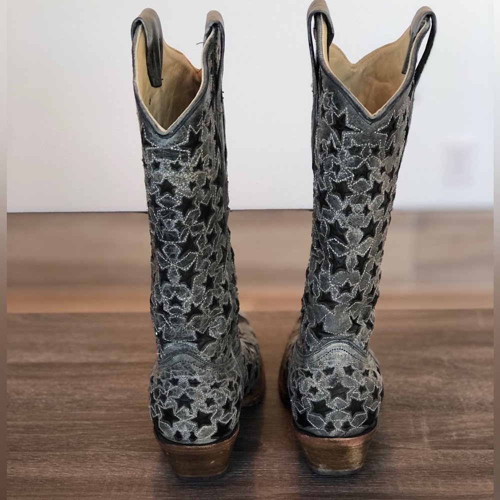 Star-Cut Suede Western Boots - Gray - Picture 2 of 5